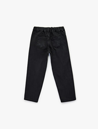 Pamuklu Beli Lastikli Rahat Kesim Denim Pantolon