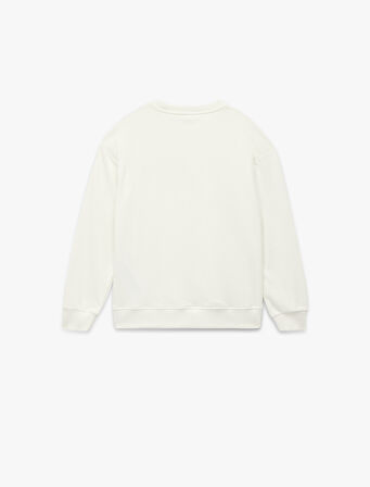 Atatürk Baskılı Uzun Kollu Bisiklet Yaka Şardonlu Sweatshirt