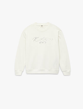 Atatürk Baskılı Uzun Kollu Bisiklet Yaka Şardonlu Sweatshirt