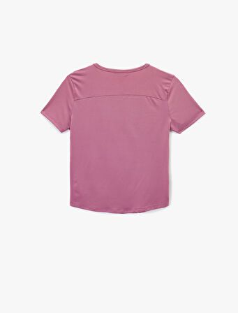 Kısa Kollu Bisiklet Yaka Dikiş Detaylı Spor Tişört