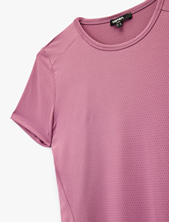 Kısa Kollu Bisiklet Yaka Dikiş Detaylı Spor Tişört