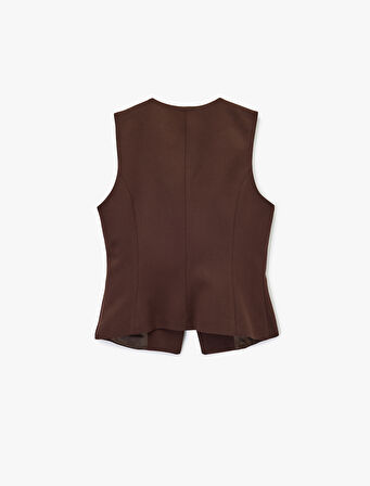 Bisiklet Yaka Düğmeli Slim Fit Blazer Yelek