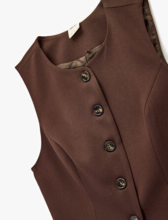 Bisiklet Yaka Düğmeli Slim Fit Blazer Yelek