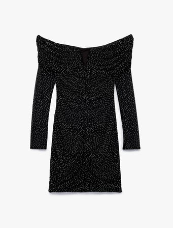 Koton X Sibil Çetinkaya - Kayık Yaka Uzun Kollu Taşlı Bodycon Mini Abiye Elbise