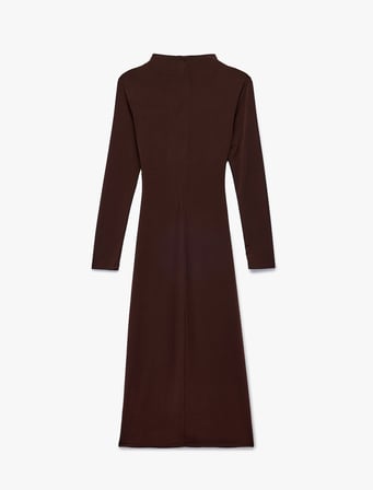 Koton X Sibil Çetinkaya - Uzun Kollu Dik Yaka Metal Aksesuarlı Slim Fit Maxi Elbise