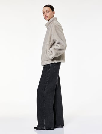 Koton X Sibil Çetinkaya - Taş Detaylı Çıtçıt Düğmeli Bol Paça Jean Pantolon - Loose Straight Fit Jean