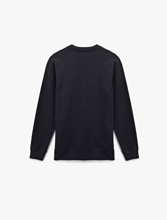 Uzun Kollu Bisiklet Yaka Pamuklu Baskılı Sweatshirt