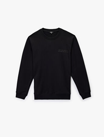 Uzun Kollu Bisiklet Yaka Pamuklu Baskılı Sweatshirt