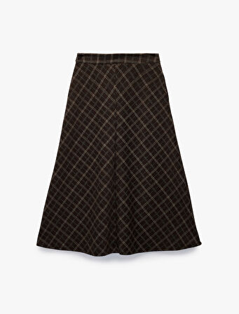 Koton X Melis Ağazat - A Kesim Cepli Uzun Ekose Etek