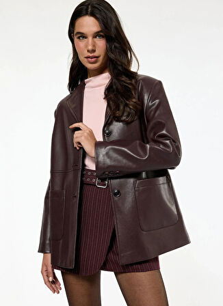 Koton Regular Fit Bordo Kadın Ceket 6WAK20364EW