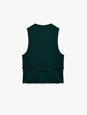 Koton X Melis Ağazat - Bağlama Detaylı Slim Fit Kruvaze Blazer Yelek