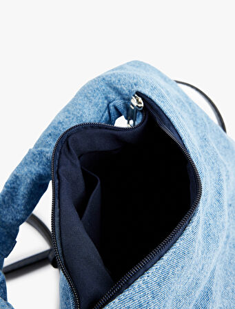 Fermuarlı Askılı Denim Çapraz Çanta