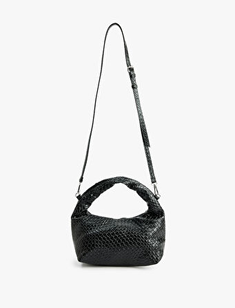 Suni Deri Saplı Örgü Dokulu Askılı Çapraz Çanta