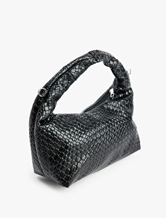 Suni Deri Saplı Örgü Dokulu Askılı Çapraz Çanta