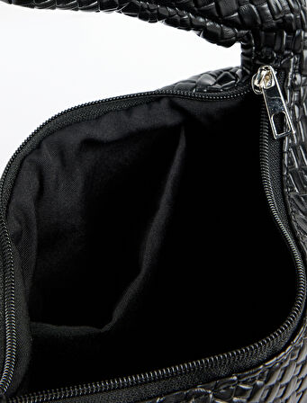 Suni Deri Saplı Örgü Dokulu Askılı Çapraz Çanta