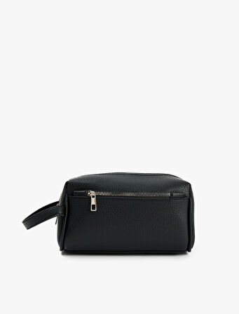 Cep Detaylı Fermuarlı Suni Deri El Çantası