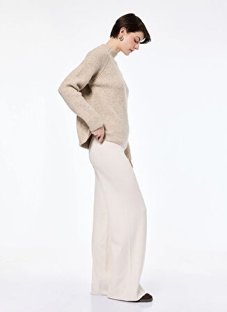 Koton Normal Bel Straight Ekru Kadın Pantolon 6WAK40014HT