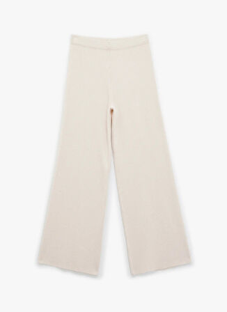 Koton Normal Bel Straight Ekru Kadın Pantolon 6WAK40014HT