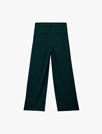 Koton X Melis Ağazat - Pileli Cepli Bol Düz Paça Kumaş Pantolon