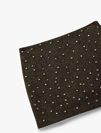 Koton X Melis Ağazat -  A Kesim Taş Detaylı Mini Etek