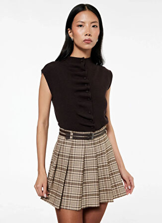 Koton Normal Bel Kahve Kadın Mini Etek 6WAK70061PW