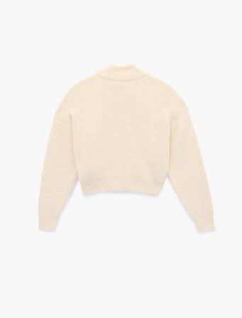 Koton X Sibil Çetinkaya - Uzun Kollu Dik Yaka Fermuarlı Peluş Hırka