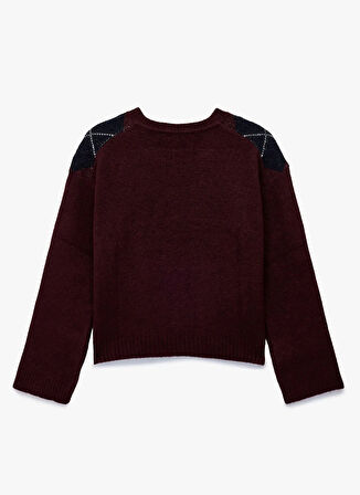 Koton Bisiklet Yaka Regular Fit Bordo Kazak Kadın 6WAK90463HT