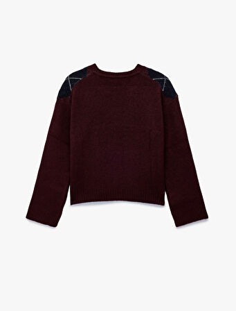 Koton X Melis Ağazat - Uzun Kollu Bisiklet Yaka Baklava Desenli Triko Kazak