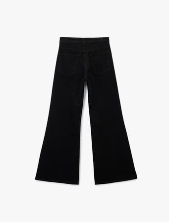 Koton X Sibil Çetinkaya - Taş Detaylı Çıtçıt Düğmeli Cepli Geniş İspanyol Paça Jean Pantolon - Flare Jean
