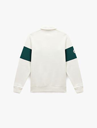 Regular Fit Renk Bloklu Baskılı Yarım Fermuarlı Polo Yaka Sweatshirt