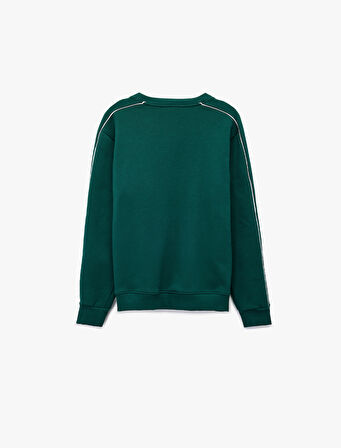 Bisiklet Yaka Uzun Kollu Baskılı Şardonlu Sweatshirt