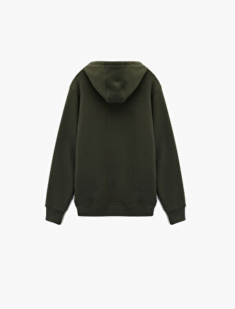 Regular Fit Uzun Kollu Kanguru Cepli Baskılı Kapşonlu Sweatshirt