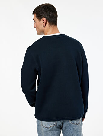 Uzun Kollu Bisiklet Yaka Baskılı Sweatshirt