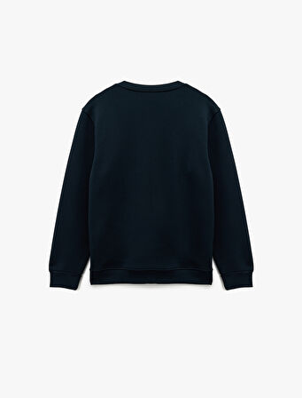 Regular Fit Uzun Kollu Bisiklet Yaka Baskılı Sweatshirt