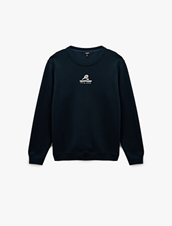 Regular Fit Uzun Kollu Bisiklet Yaka Baskılı Sweatshirt