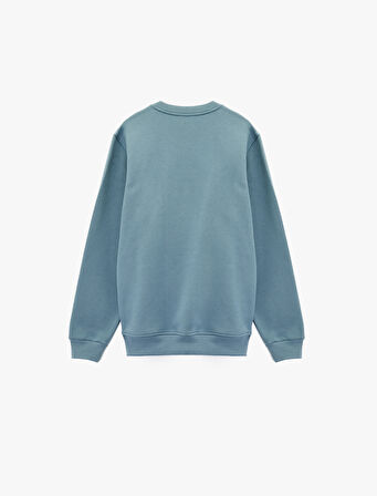 Uzun Kollu Regular Fit Bisiklet Yaka Baskılı Sweatshirt