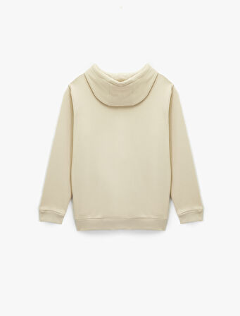 Regular Fit Kanguru Cepli Şardonlu Kapşonlu Baskılı Sweatshirt