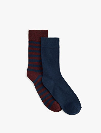 Çok Renkli Çizgili 2'li Soket Çorap Seti