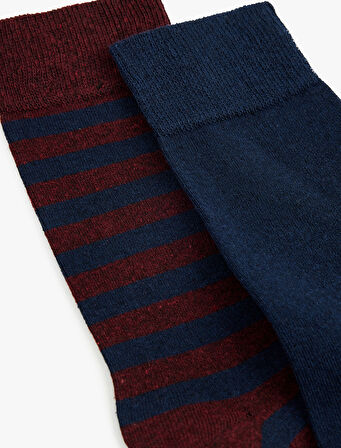 Çok Renkli Çizgili 2'li Soket Çorap Seti