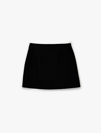 Viskon Karışımlı Düğmeli Slim Fit Kruvaze Mini Şort Etek