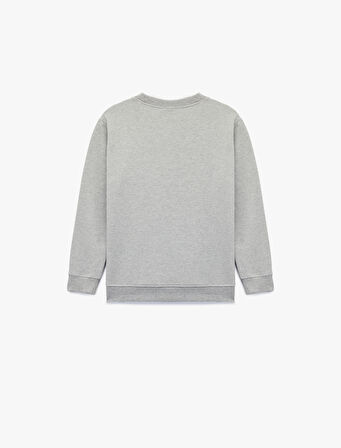 Uzun Kollu Bisiklet Yaka Baskılı Sweatshirt