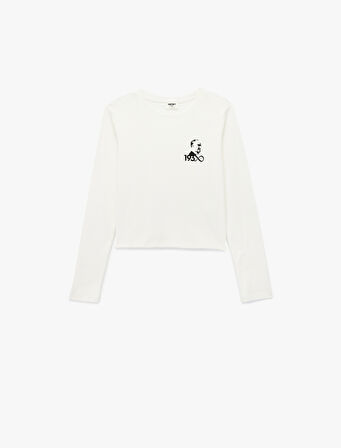 Bisiklet Yaka Uzun Kollu Pamuklu Atatürk Baskılı Tişört