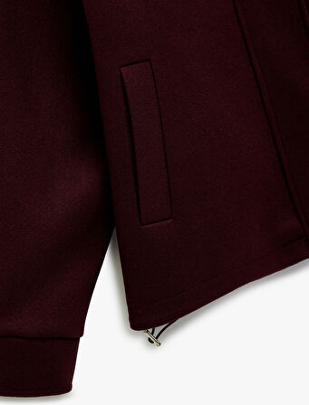 Koton X Melis Ağazat - Uzun Kollu Cepli Fermuarlı Dik Yaka Kaşe Mont