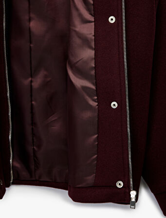 Koton X Melis Ağazat - Uzun Kollu Cepli Fermuarlı Dik Yaka Kaşe Mont