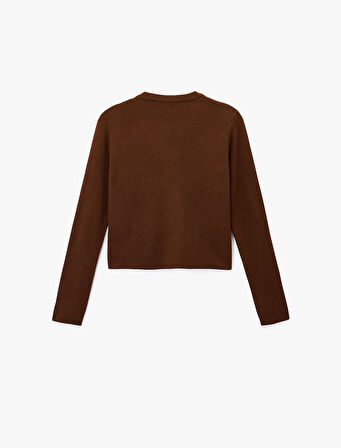 Uzun Kollu Cepli Düğmeli Bisiklet Yaka Triko Hırka