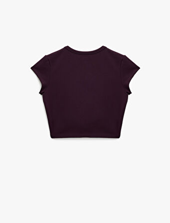 Slim Fit Kısa Kollu Bisiklet Yaka Crop Spor Tişört