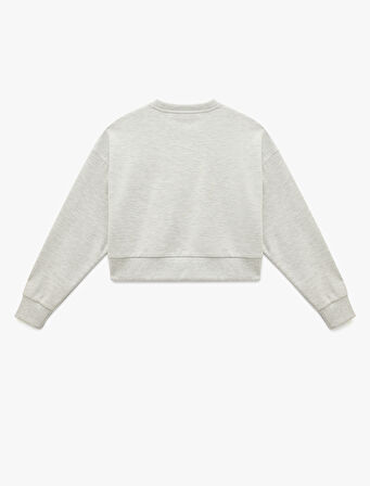 Uzun Kollu Bisiklet Yaka Oversize Crop Spor Sweatshirt