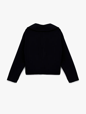 Cepli Kruvaze Uzun Kollu Düğmeli Kısa Kaşe Mont