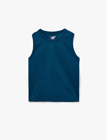 Slim Fit Kolsuz Bisiklet Yaka Sporcu Atleti