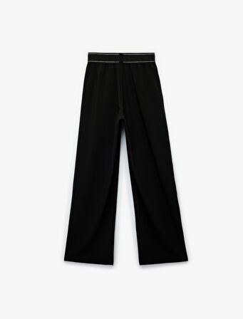 Rahat Kalıp Beli Lastikli Şerit Detaylı Geniş Paça Spor Eşofman Altı